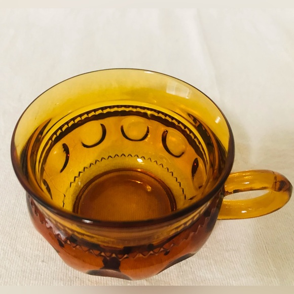 Colony Color Crown Amber Glass Flat Punch Tea Coffee Cup 2 1/2" VTG 2PC - Picture 5 of 6